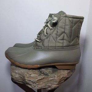 NEW Sperry Saltwater Mid Calf Side Zip Ankle Boots Women's Size 11 Green